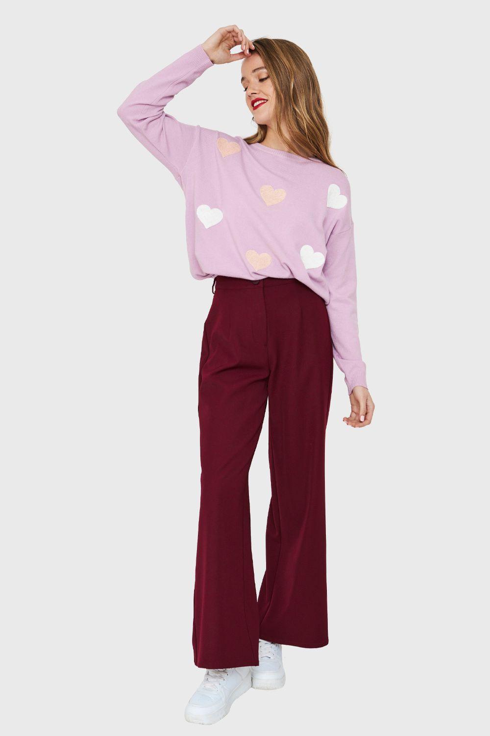 Sweater Corazones Lila Nicopoly-1