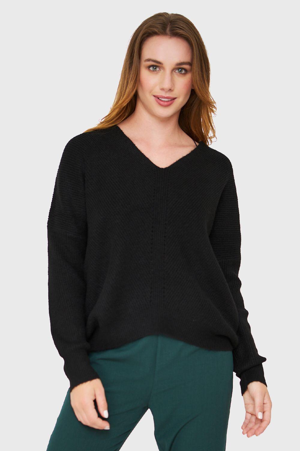 Sweater Holgado Negro Nicopoly-4
