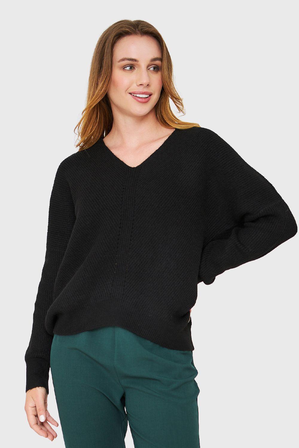 Sweater Holgado Negro Nicopoly-0