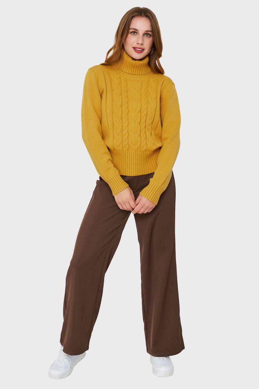 Sweater Tipo Cadeneta Mostaza Nicopoly-1