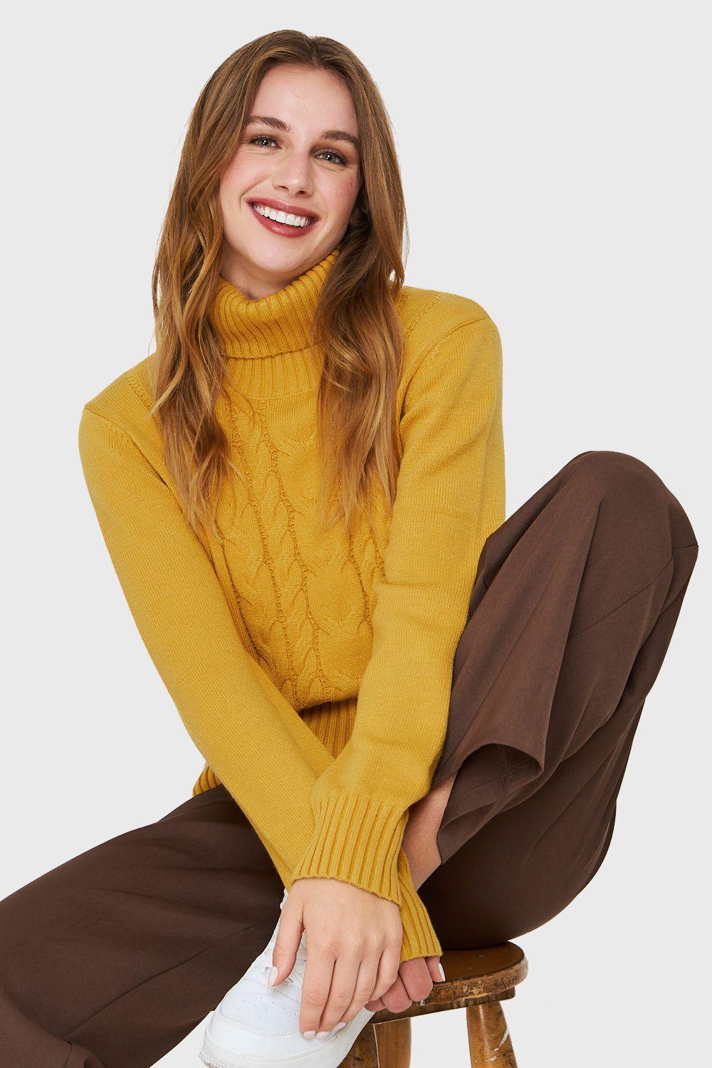 Sweater Tipo Cadeneta Mostaza Nicopoly-0