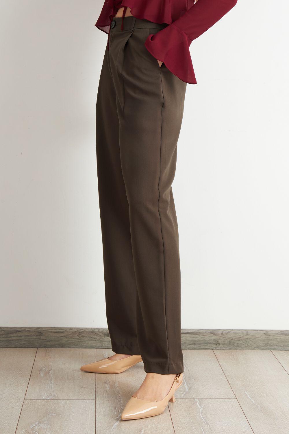 Pantalón Vestir Recto Café Nicopoly-2