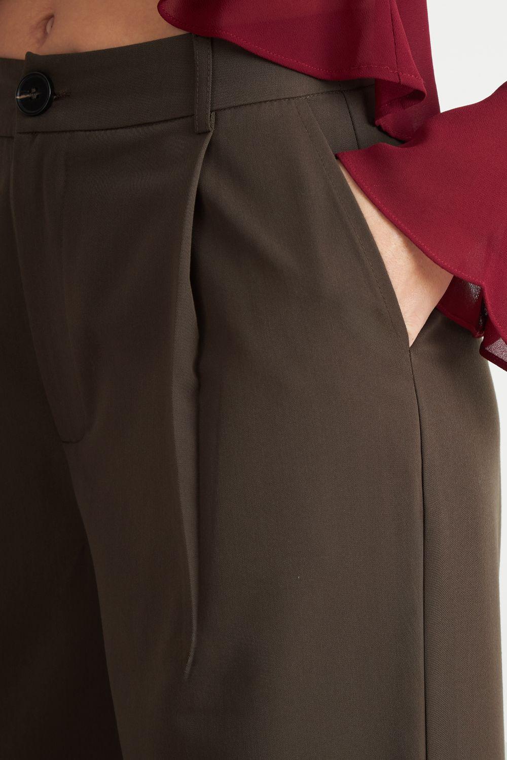 Pantalón Vestir Recto Café Nicopoly-5