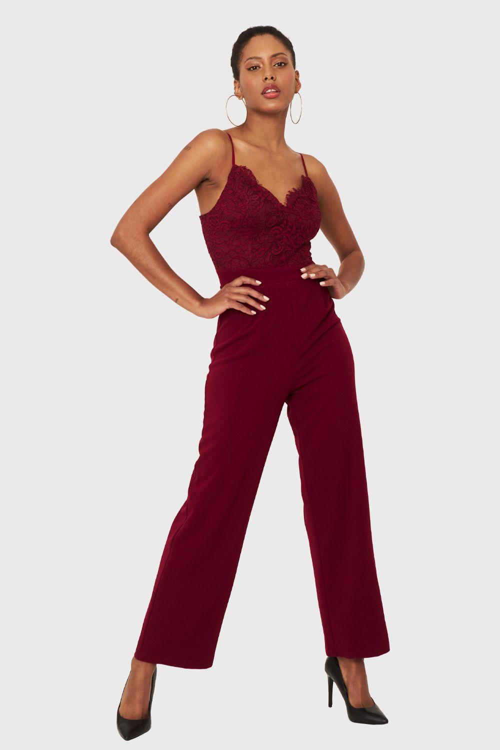 Enterito Canesú Encaje Burdeo Nicopoly-0