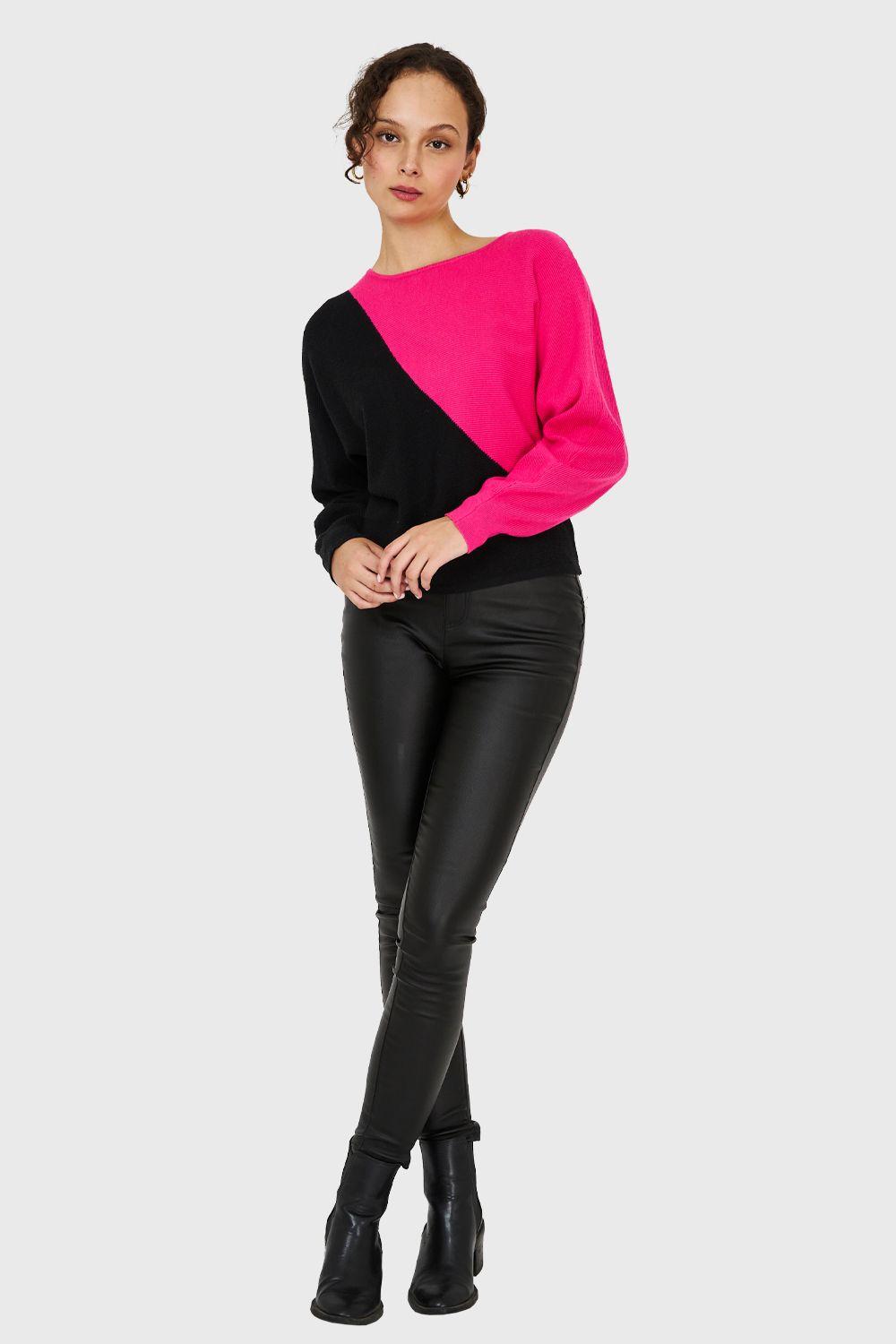 Sweater Color Block Fucsia Nicopoly-1