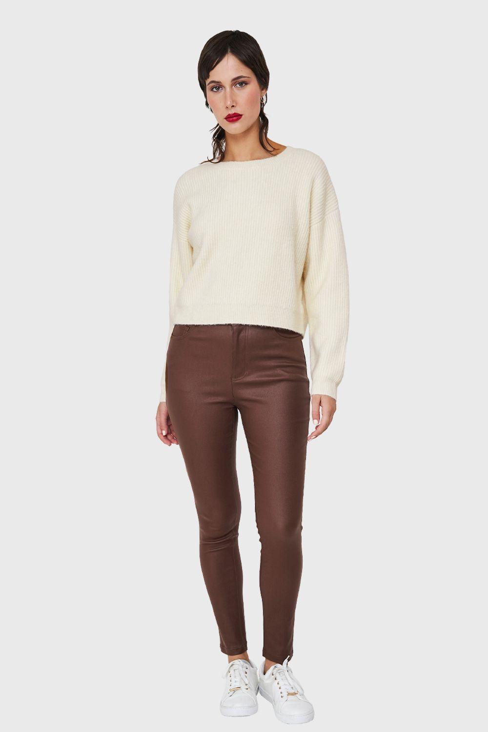 Sweater Crop Acanalado Blanco Invierno Nicopoly-1
