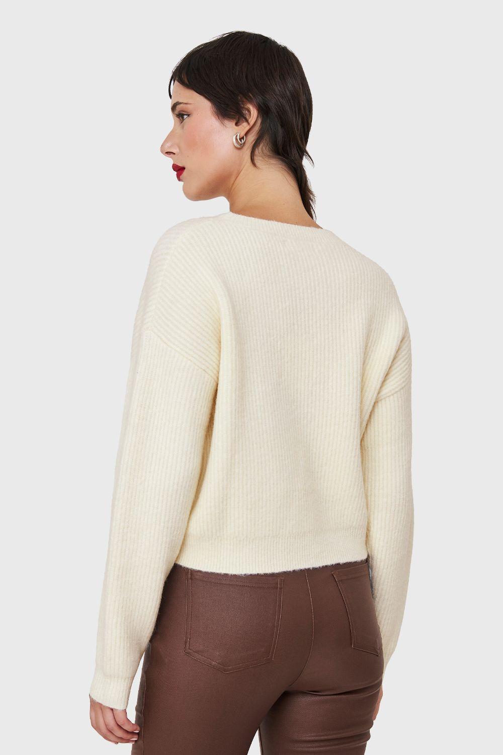Sweater Crop Acanalado Blanco Invierno Nicopoly-3