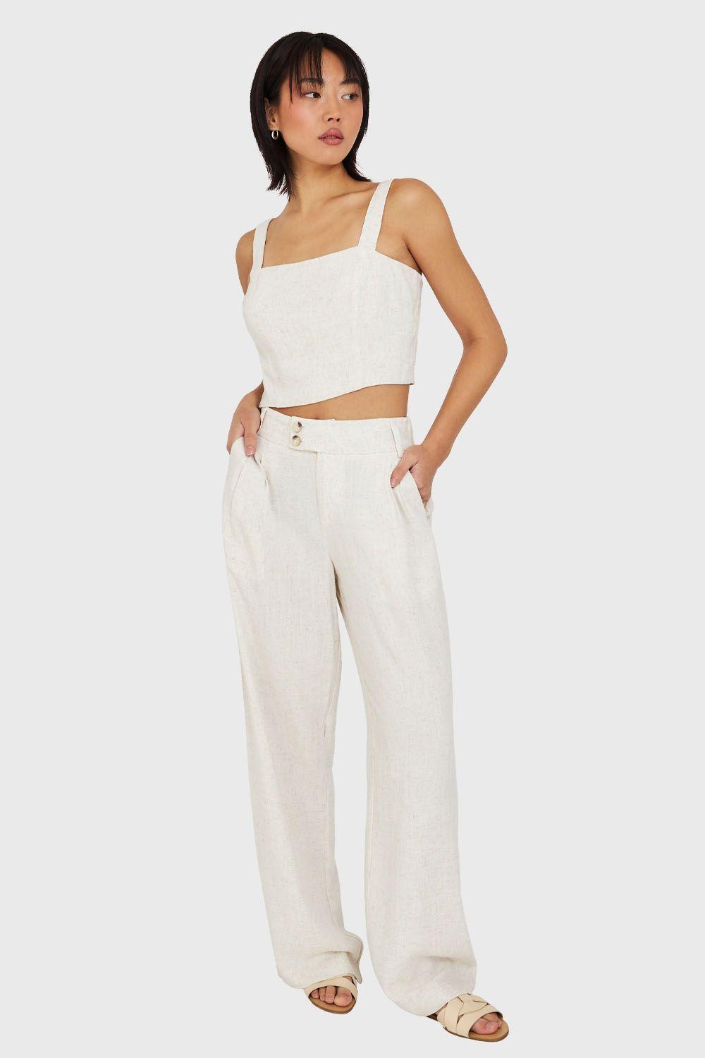 Crop Top Mezcla Lino Crudo Nicopoly-1