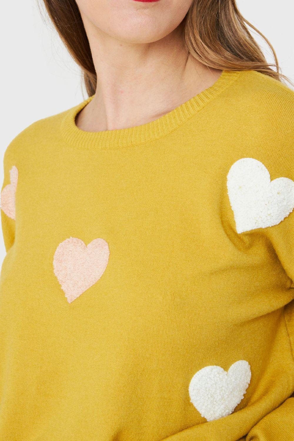 Sweater Corazones Amarillo Nicopoly-5