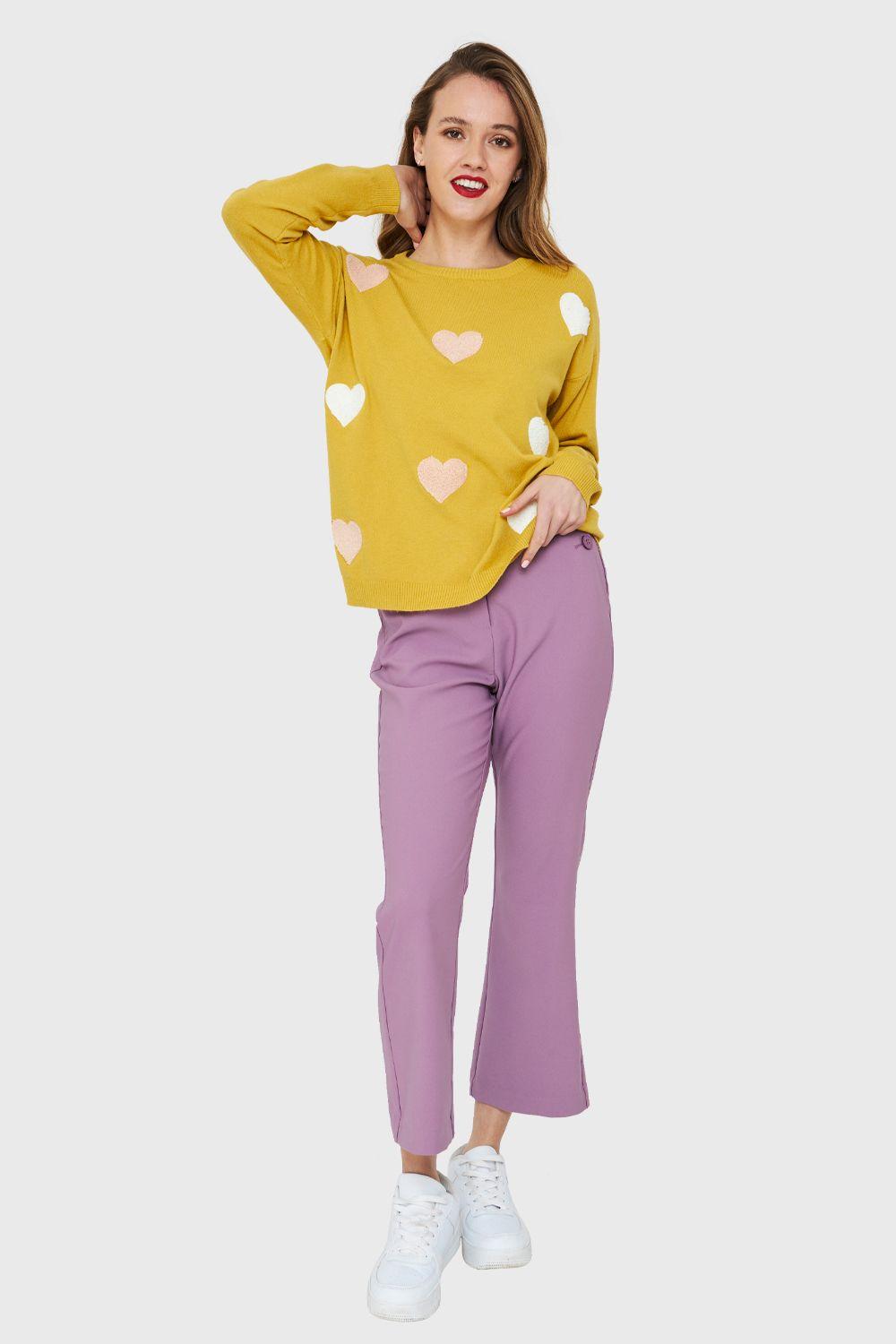 Sweater Corazones Amarillo Nicopoly-1