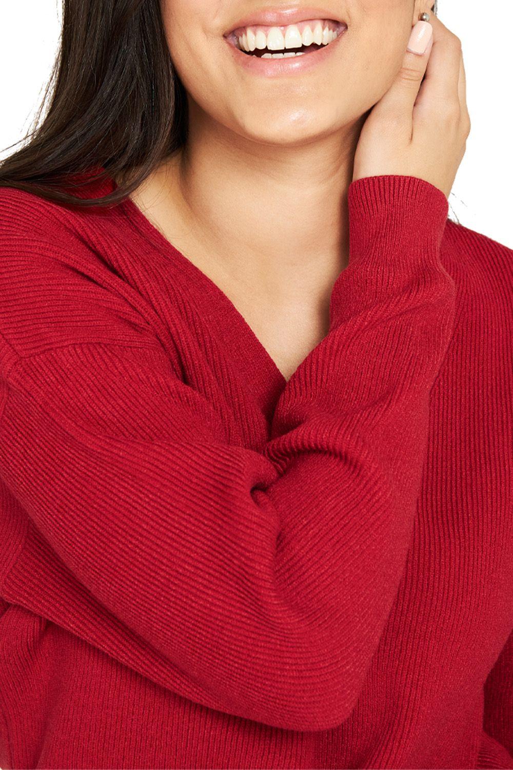 Sweater Cuello V Rojo Nicopoly-4