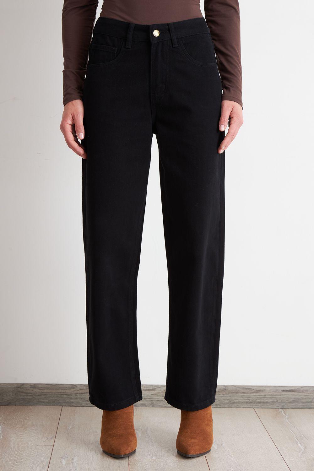 Jeans Rectos Tiro Alto Negro	 Nicopoly-0