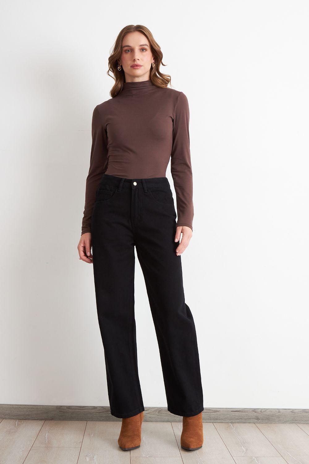 Jeans Rectos Tiro Alto Negro	 Nicopoly-1