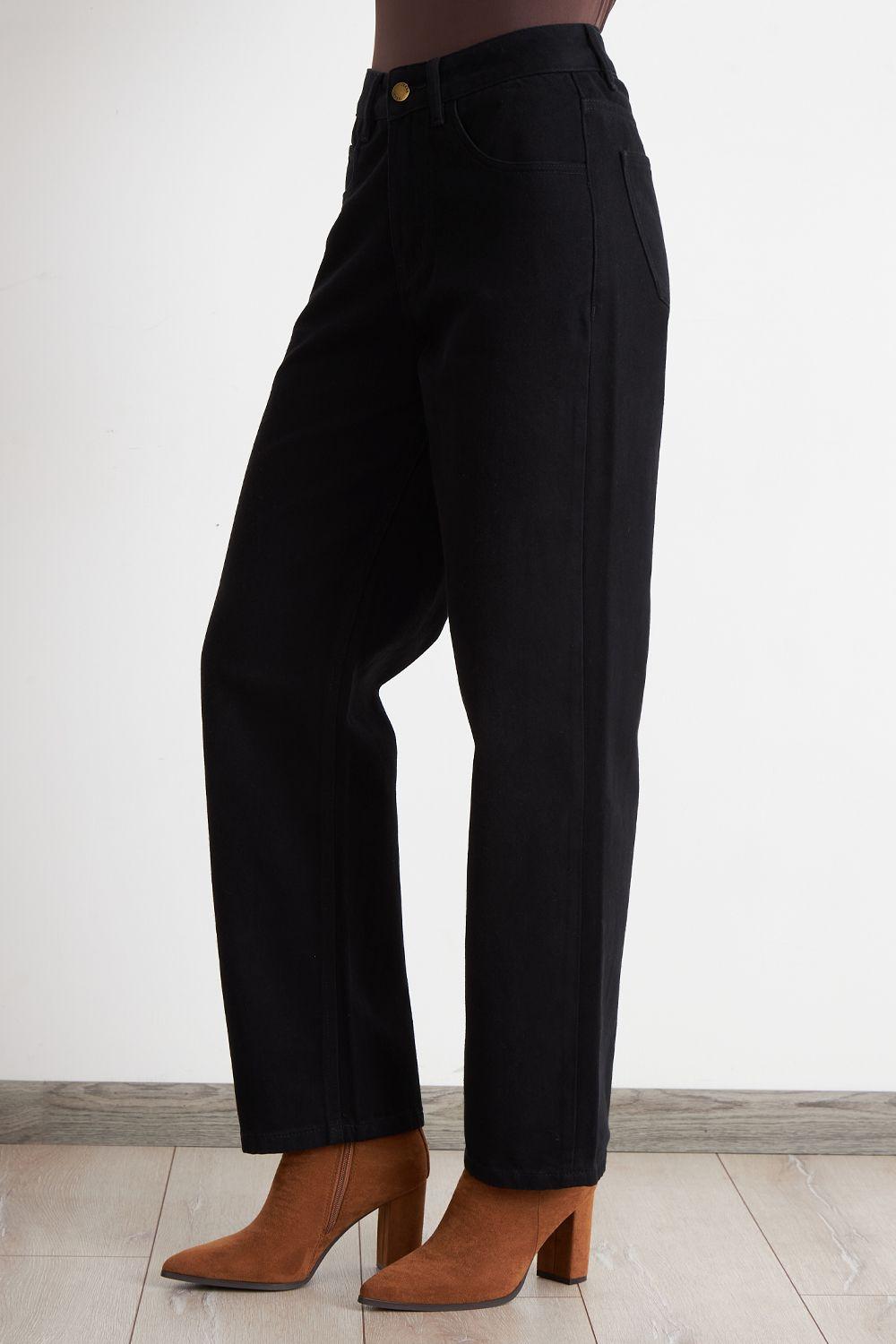 Jeans Rectos Tiro Alto Negro	 Nicopoly-2