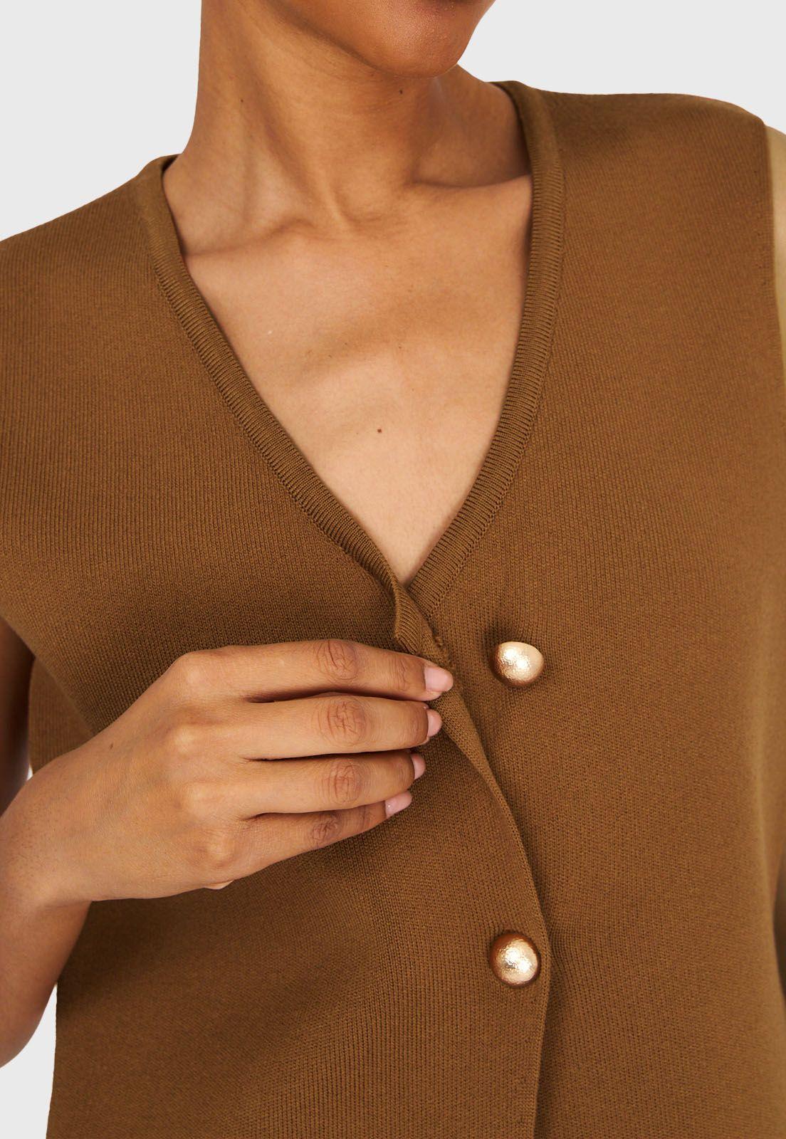 Gilet Tejido Hilo Camel Nicopoly-5