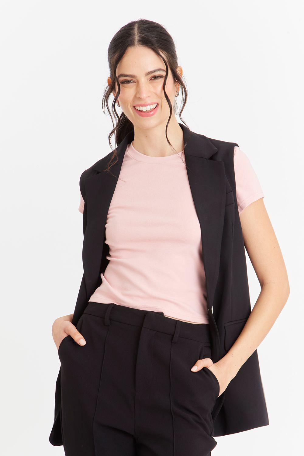 Blazer Sin Mangas Bolsillos Negro Nicopoly-4