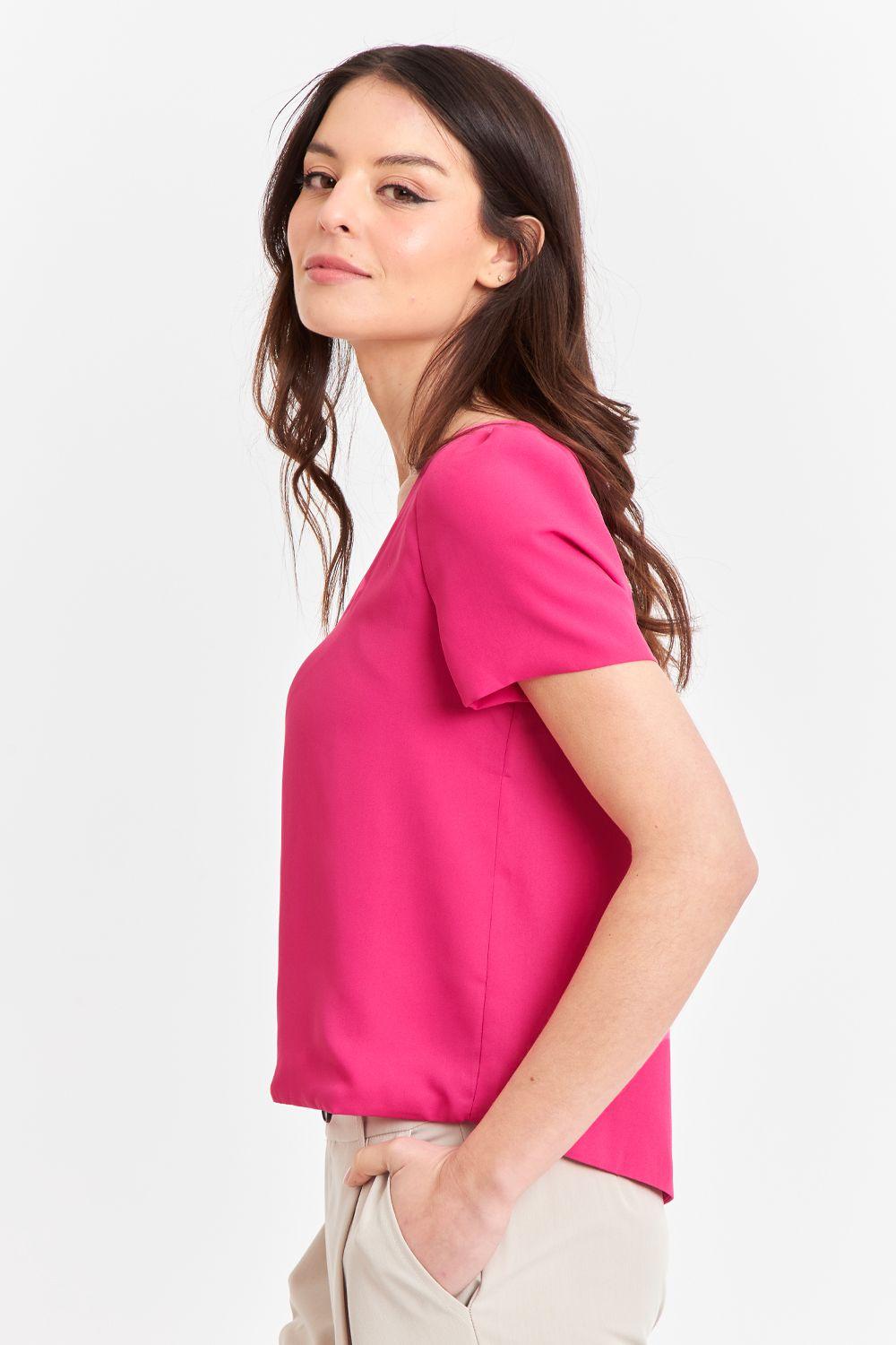 Blusa Cuello V Tipo Gasa Fucsia Nicopoly-2