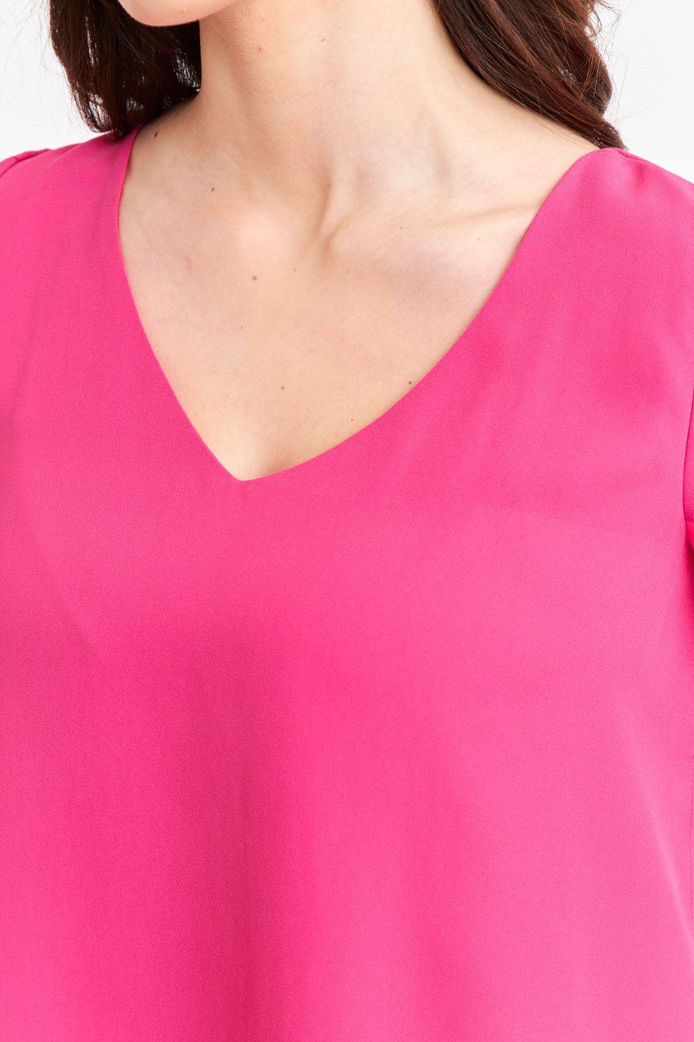 Blusa Cuello V Tipo Gasa Fucsia Nicopoly-5