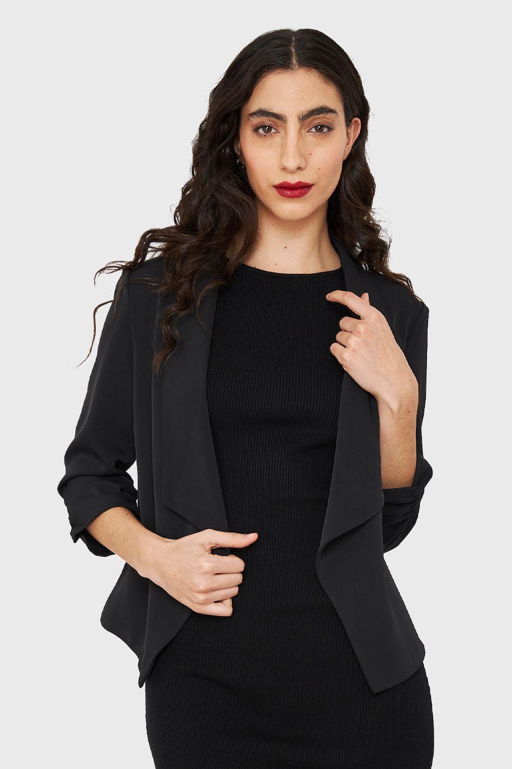 Blazer Solapa Manga 3/4 Negro Nicopoly-4