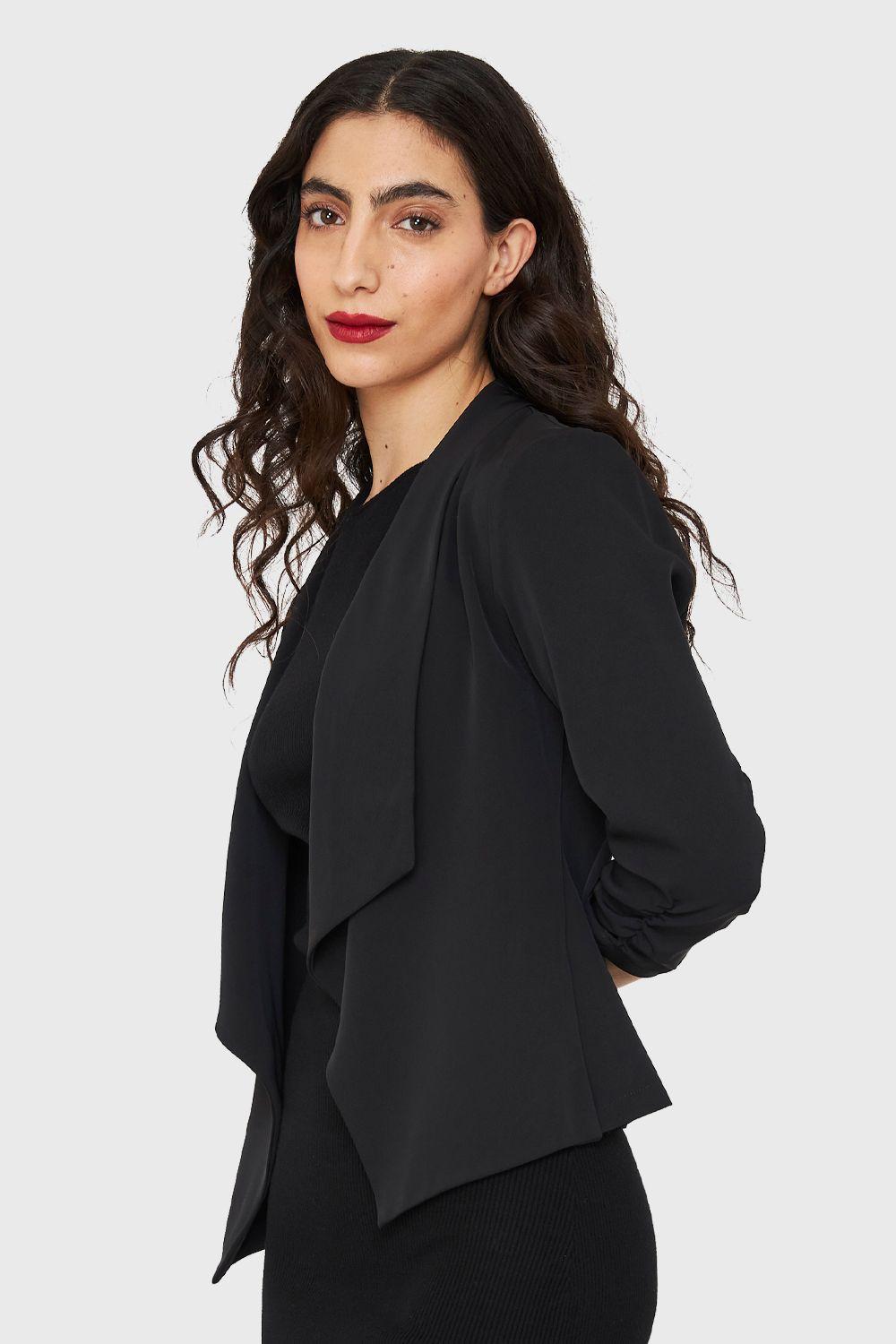 Blazer Solapa Manga 3/4 Negro Nicopoly-2