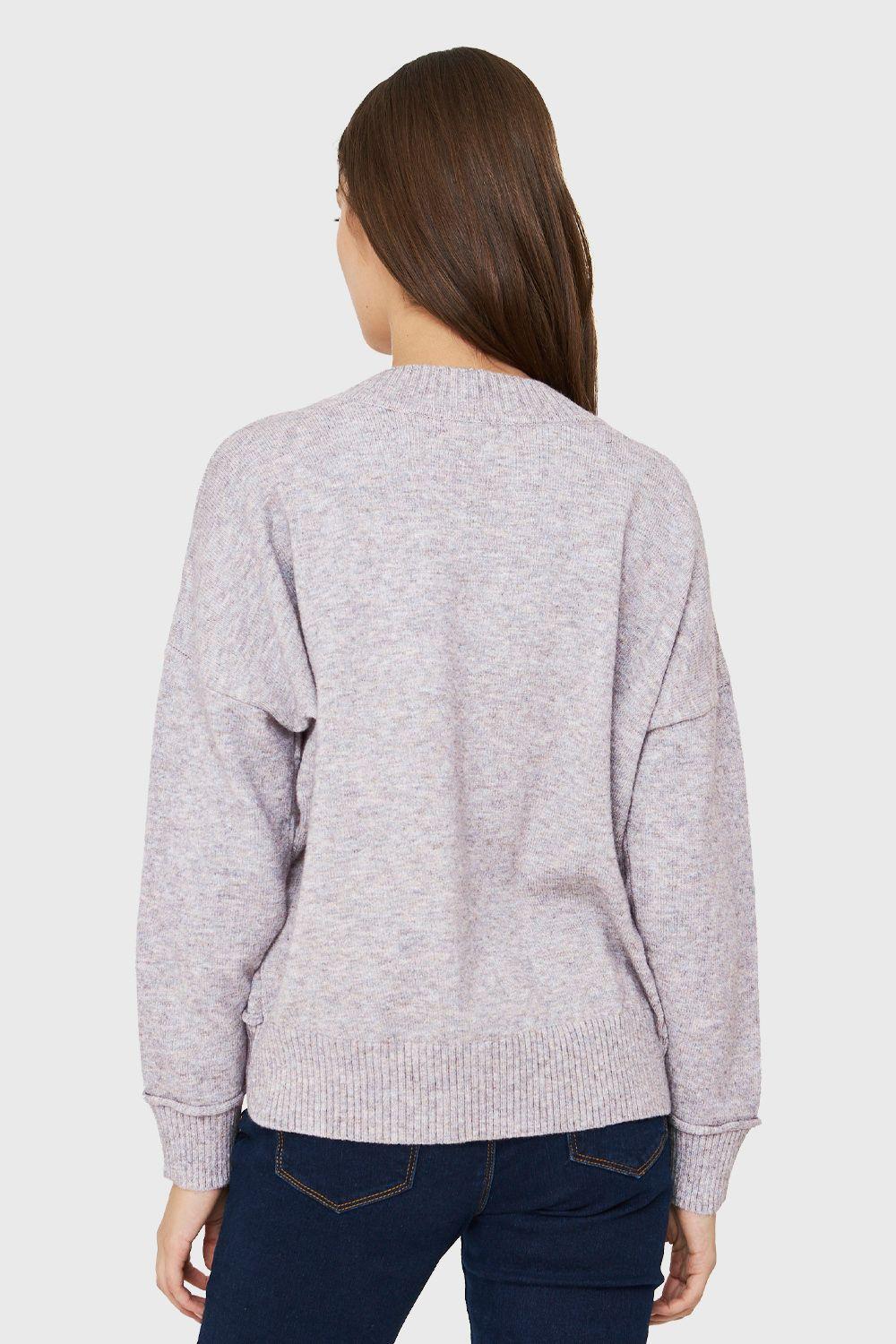 Sweater Cuello V Profundo Gris Nicopoly-3