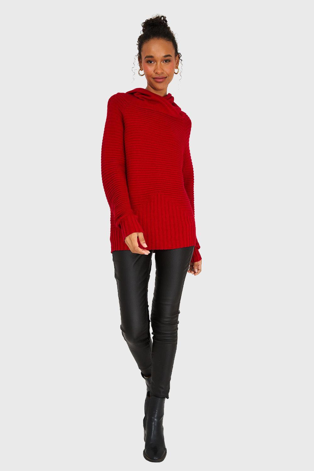 Sweater Canalé Cuello Tortuga Rojo Nicopoly-1