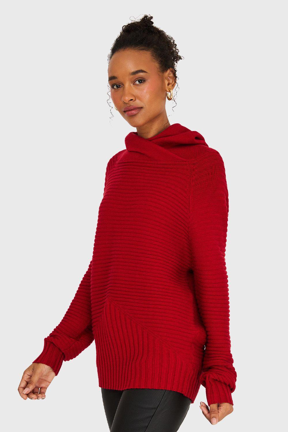 Sweater Canalé Cuello Tortuga Rojo Nicopoly-2