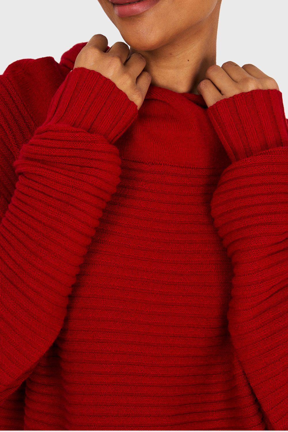 Sweater Canalé Cuello Tortuga Rojo Nicopoly-5