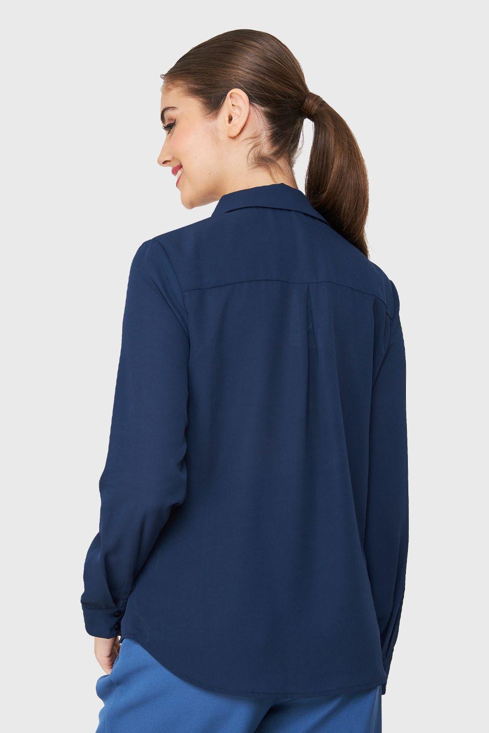 Blusa Botonera Invisible Básica Azul Marino Nicopoly-3