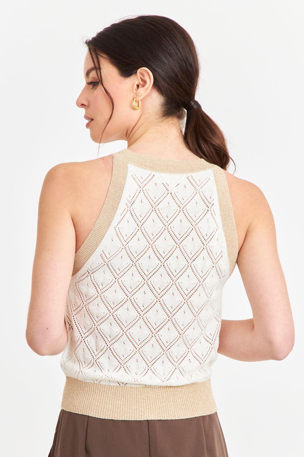 Polera Halter Calada Blanco/Dorado Nicopoly-3