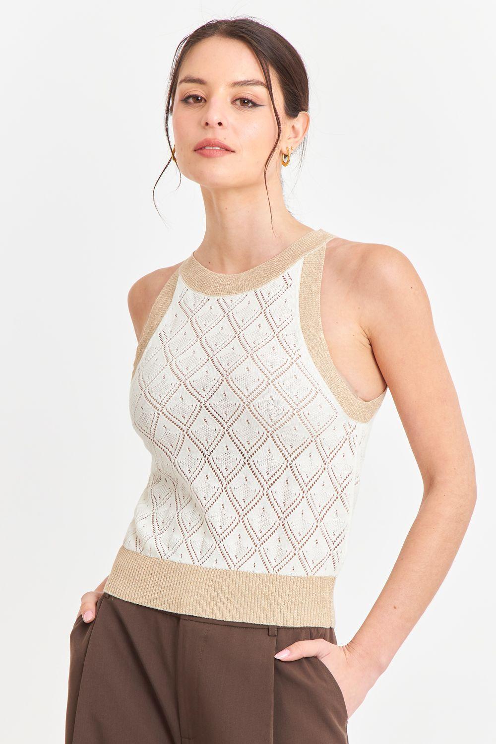 Polera Halter Calada Blanco/Dorado Nicopoly-4