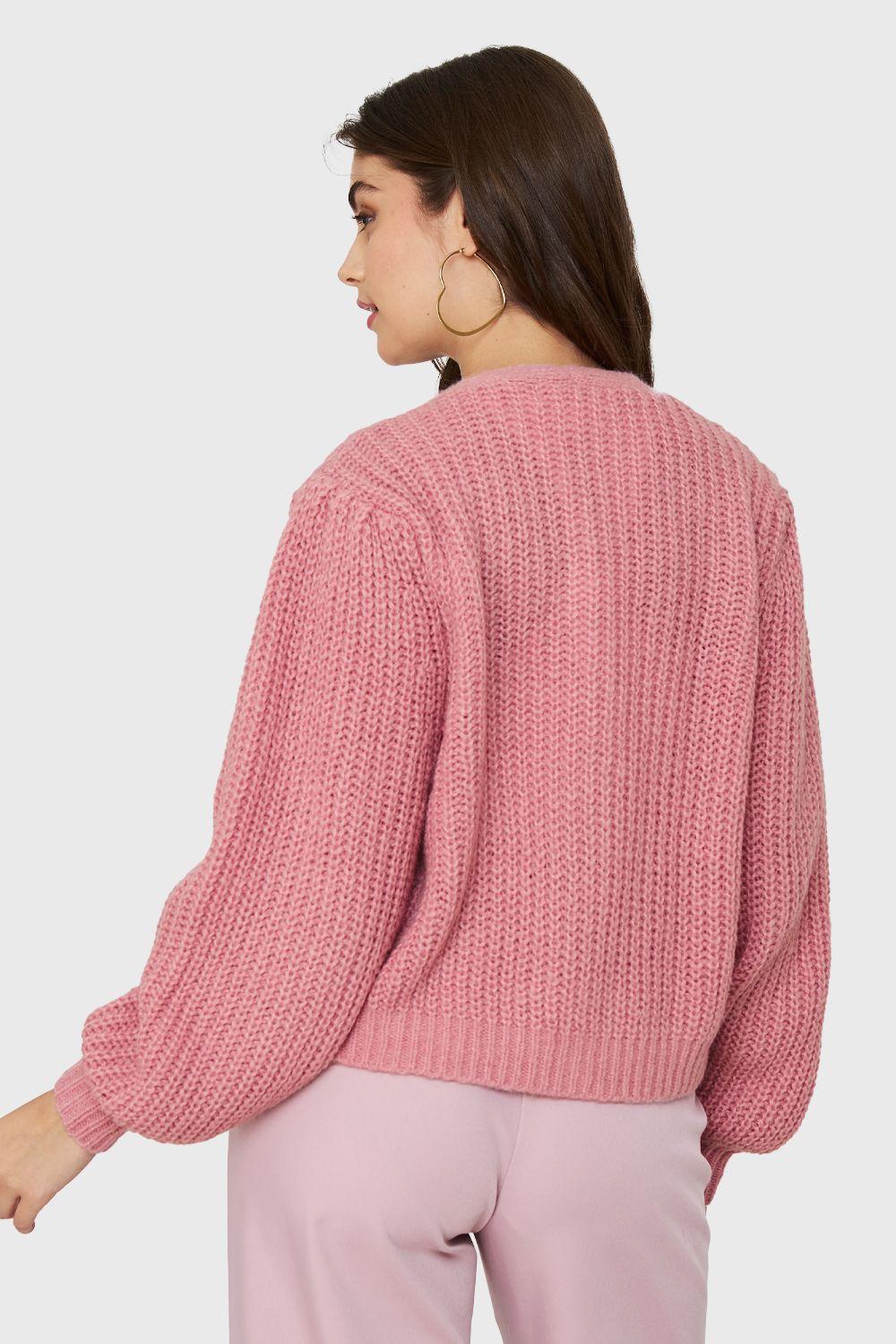 Cárdigan Corto Botones Rosado Nicopoly-3