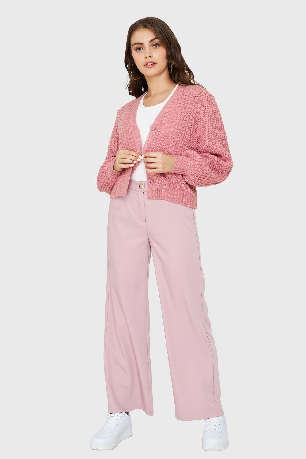 Cárdigan Corto Botones Rosado Nicopoly-1