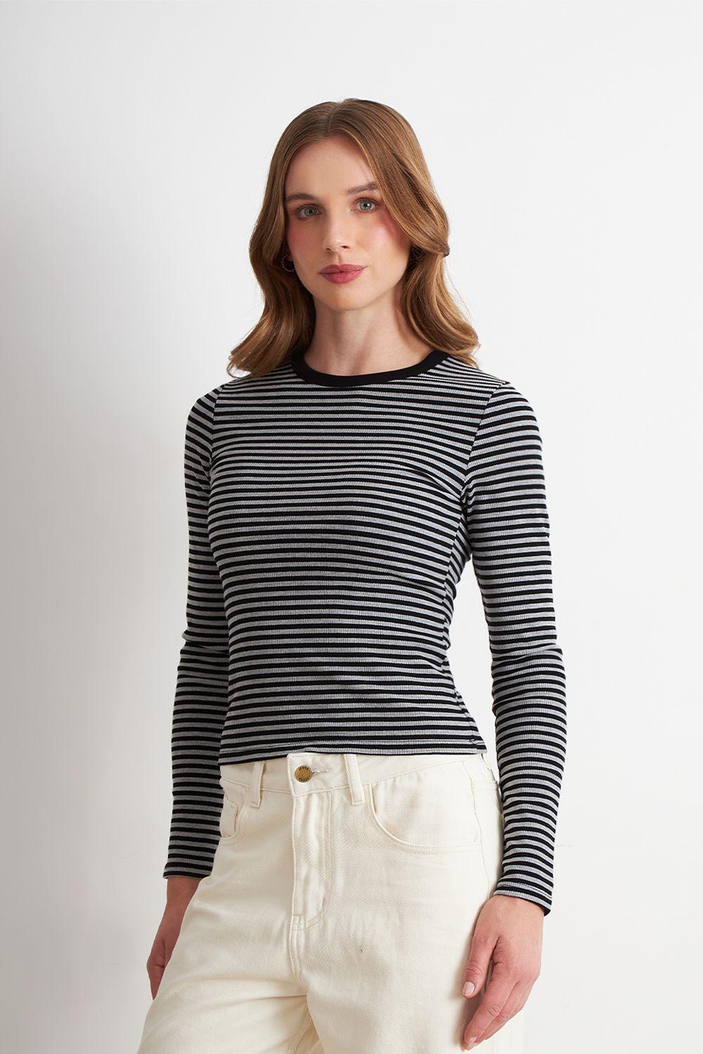 Polera Rayas Manga Larga Grafito Nicopoly-4