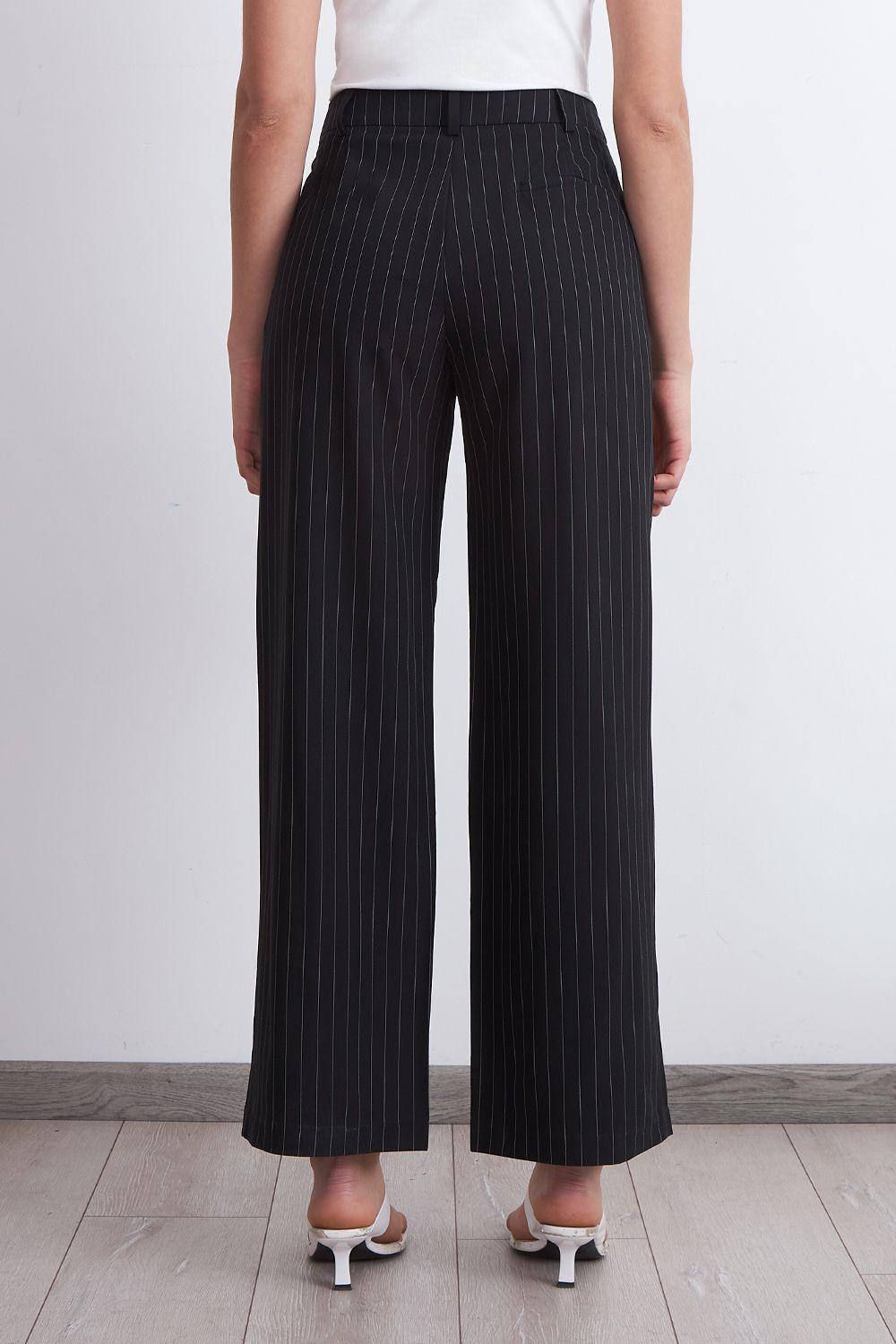 Pantalón de Pierna Recta Raya Diplomática Negro Nicopoly-3