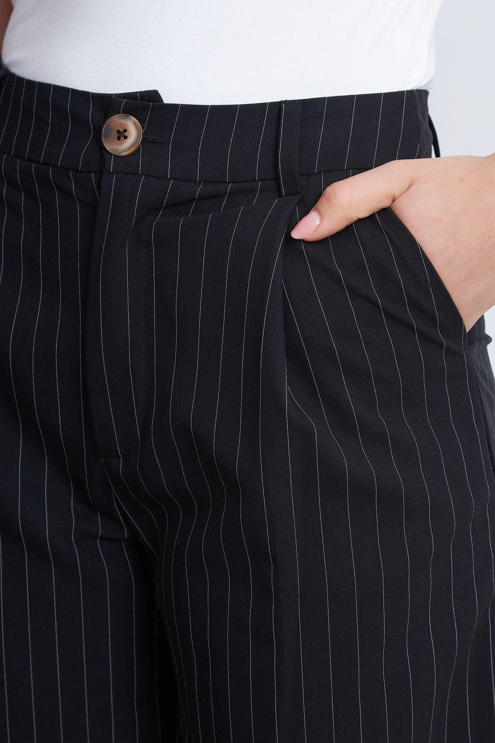 Pantalón de Pierna Recta Raya Diplomática Negro Nicopoly-6