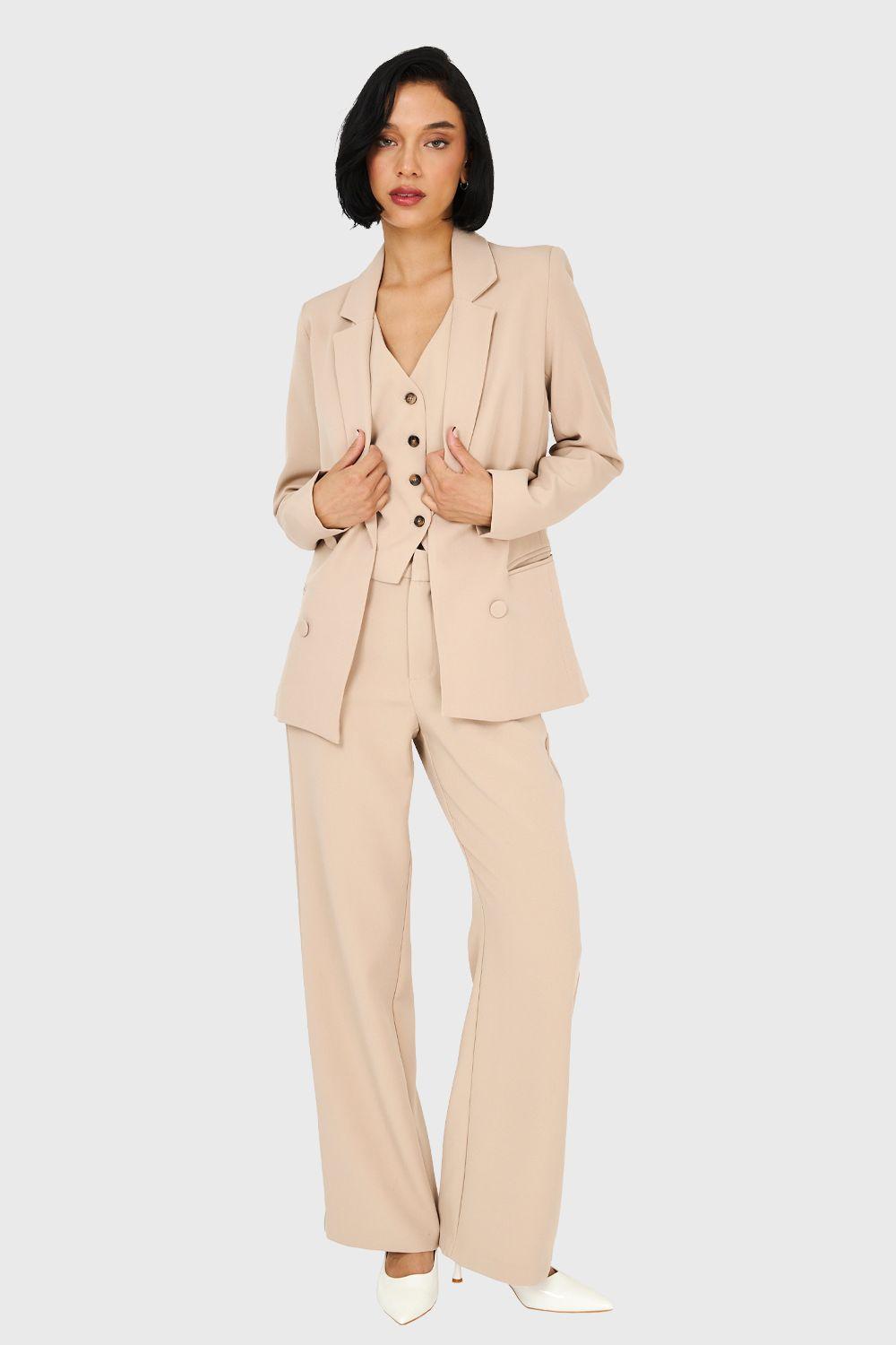 Blazer De Tope Botones Decorativos Khaki Nicopoly-1