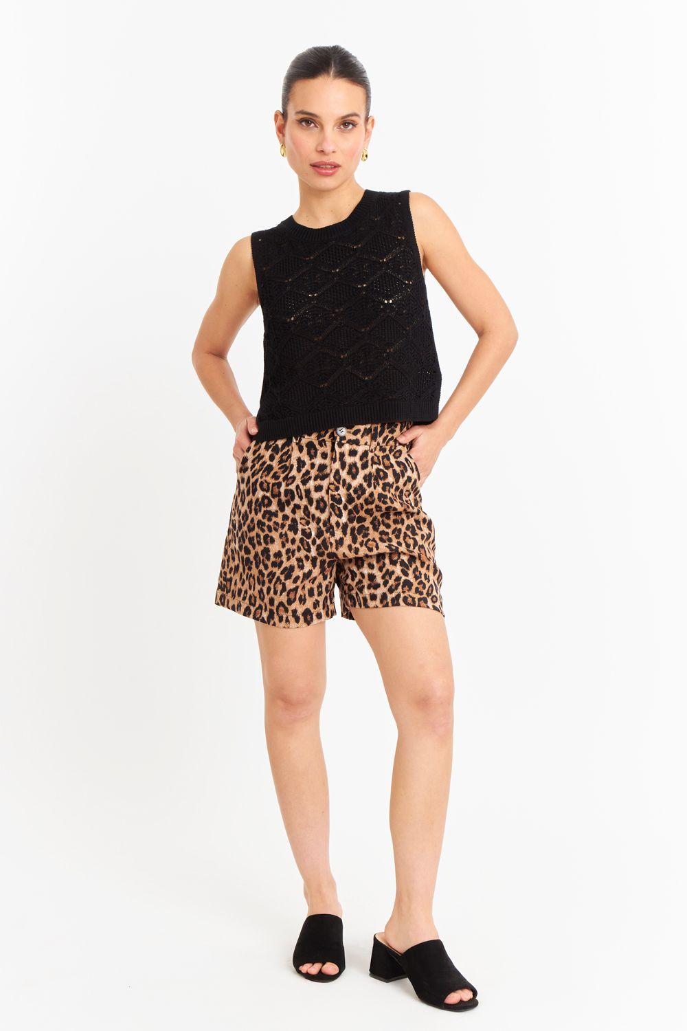 Polera Sin Mangas Tipo Crochet Negro Nicopoly-1