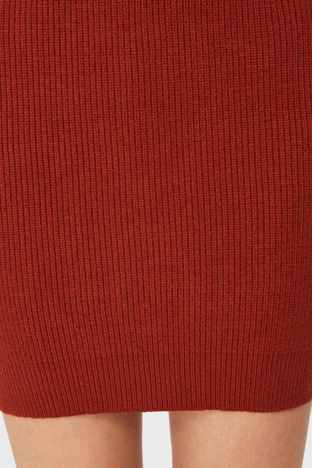 Sweater Vestido Cuello V Rojo Ladrillo Nicopoly-5