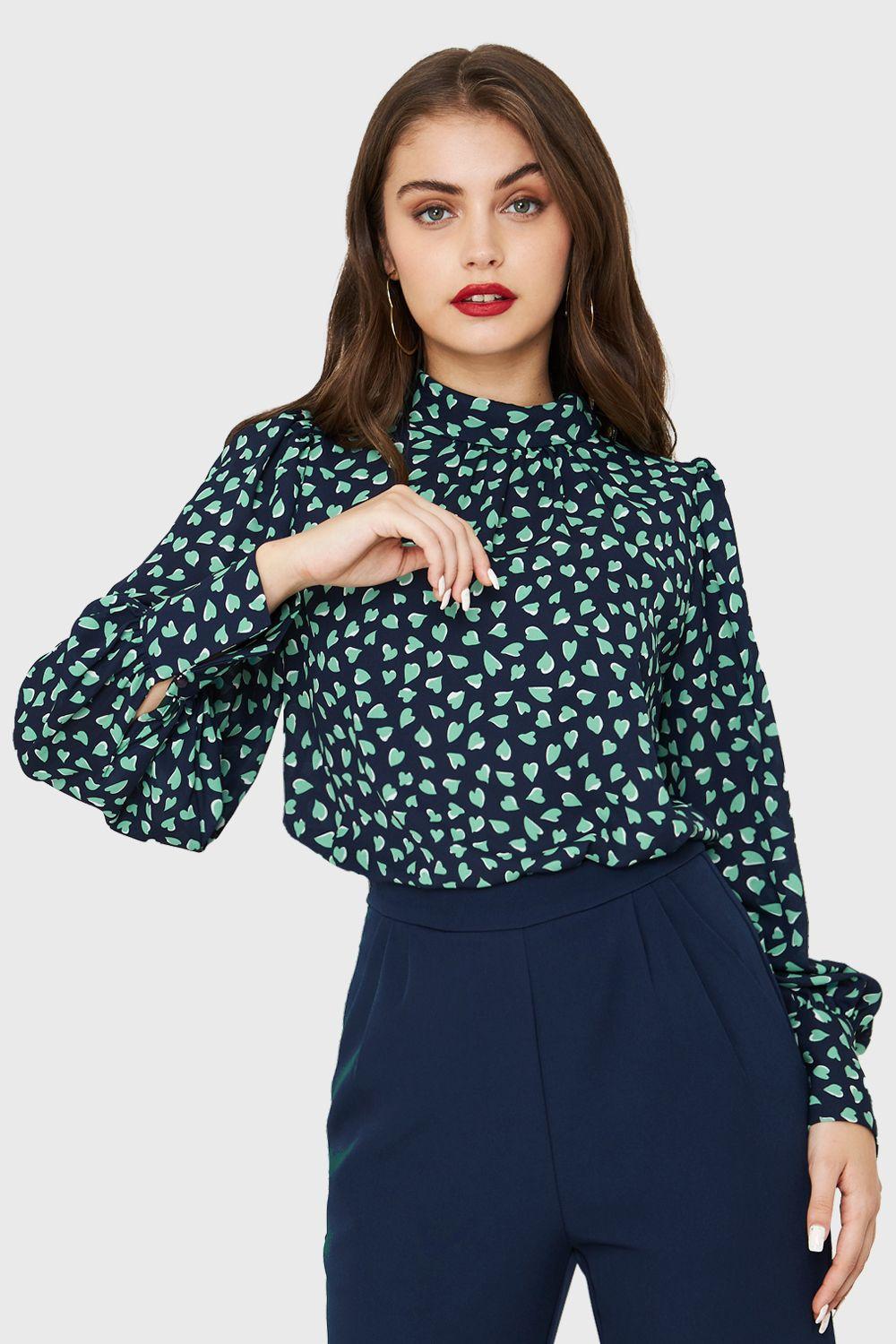 Blusa Corazones Azul Marino Nicopoly-0