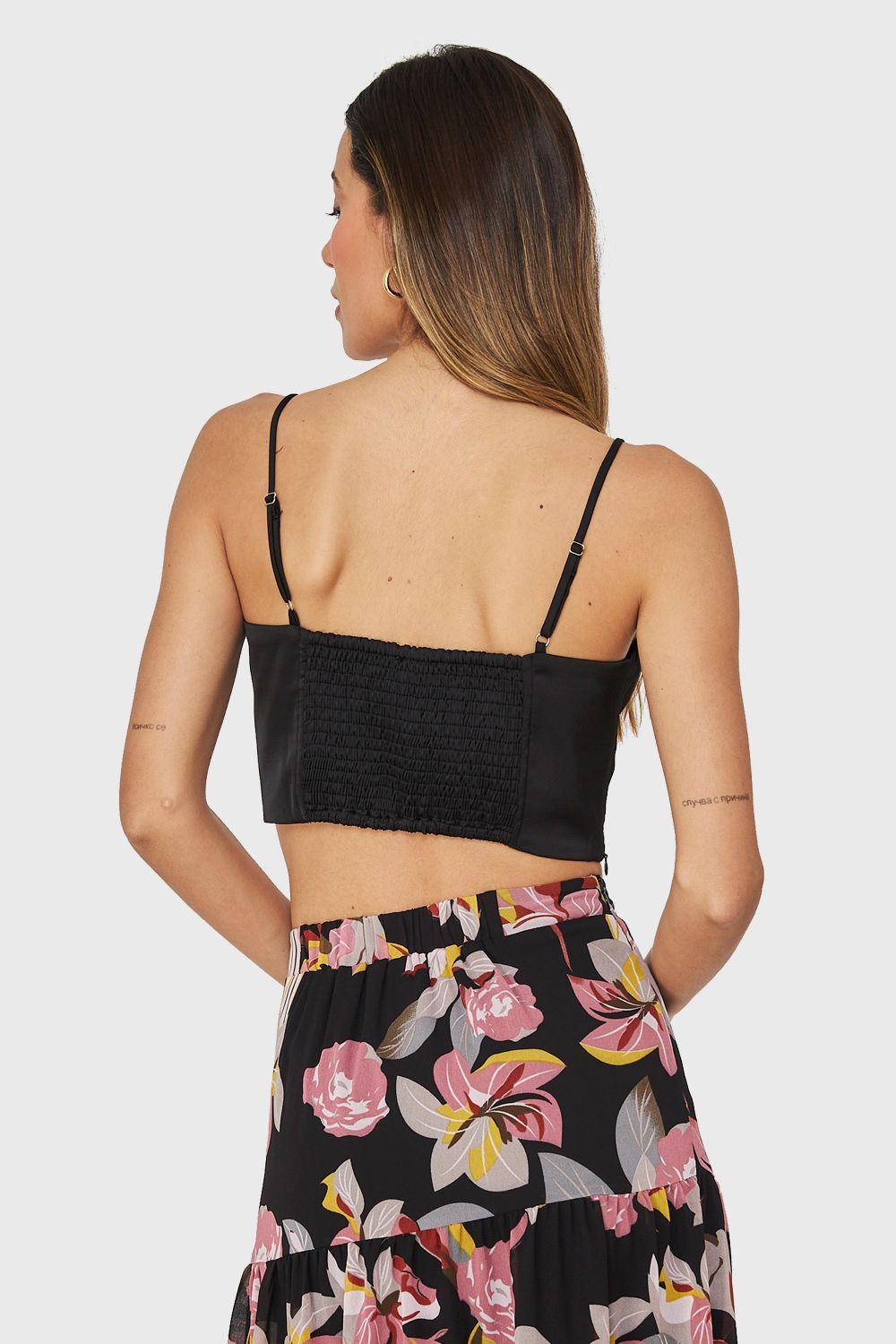 Crop Top Corsetero Negro Nicopoly-3