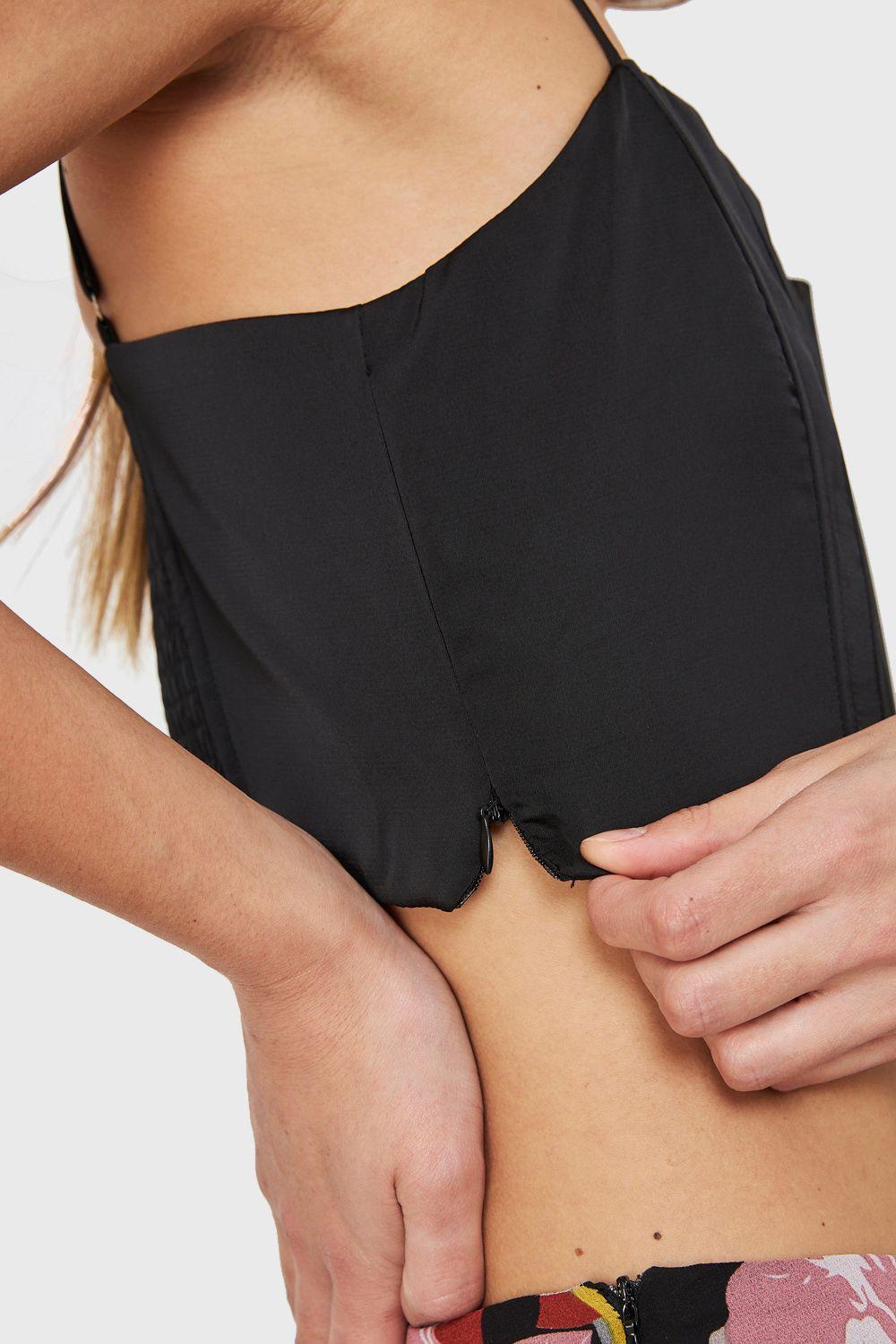 Crop Top Corsetero Negro Nicopoly-5