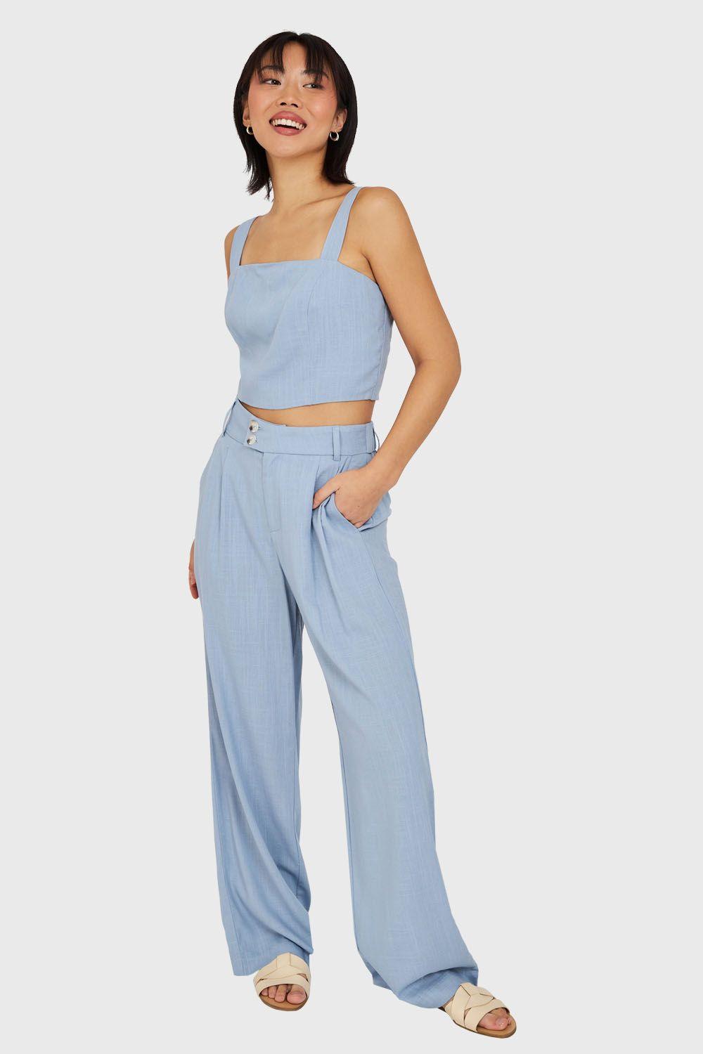 Pantalón Dos Botones Celeste Nicopoly-1