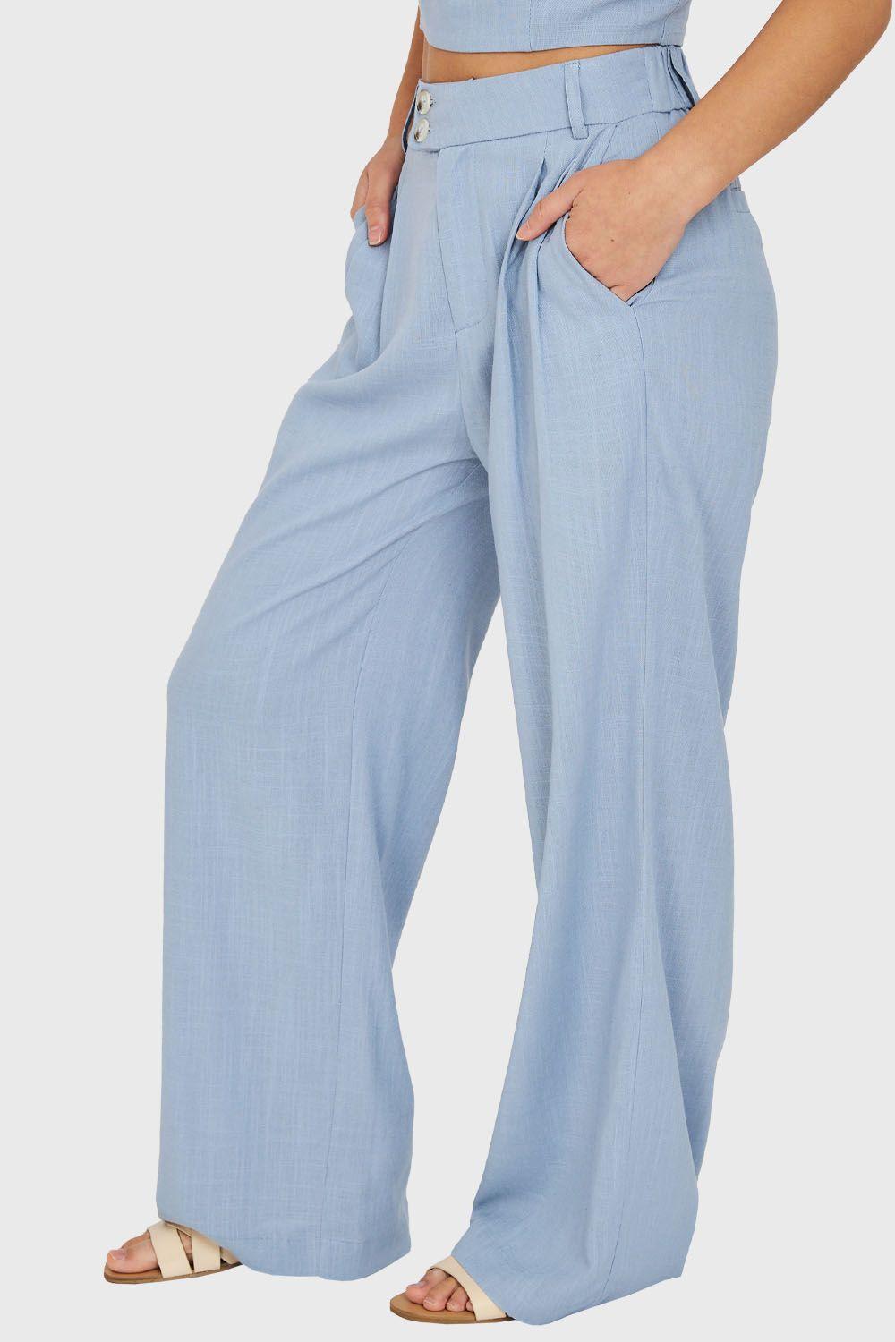 Pantalón Dos Botones Celeste Nicopoly-2