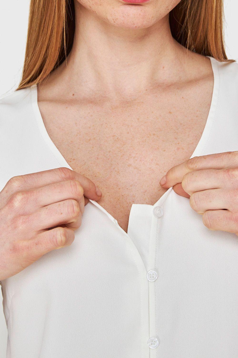 Blusa Básica Con Botones Blanco Nicopoly-5