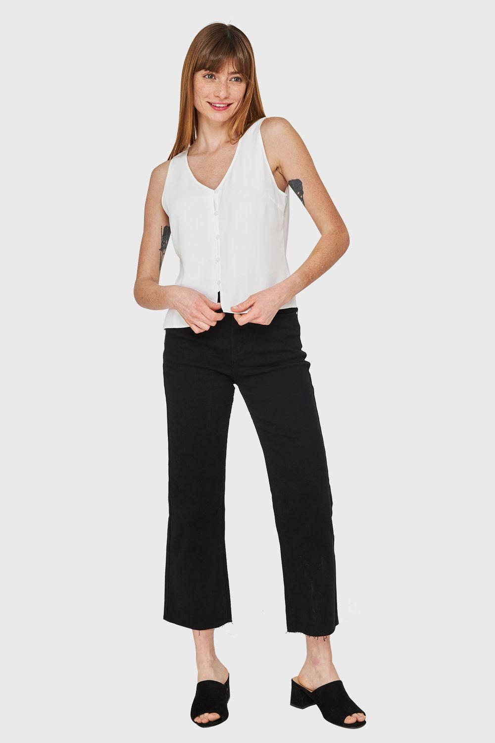 Blusa Básica Con Botones Blanco Nicopoly-1