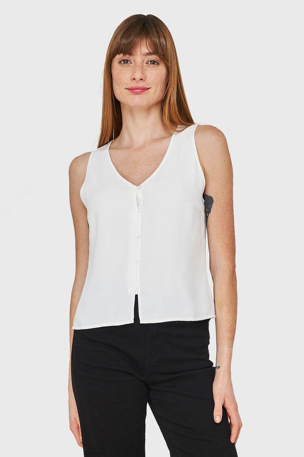 Blusa Básica Con Botones Blanco Nicopoly-0