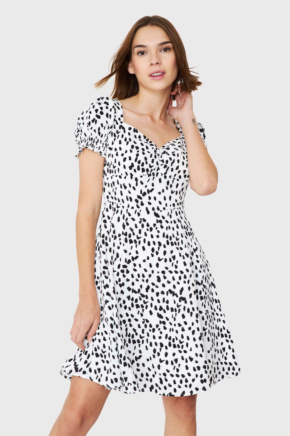 Vestido Print Lunares Blanco Nicopoly-0