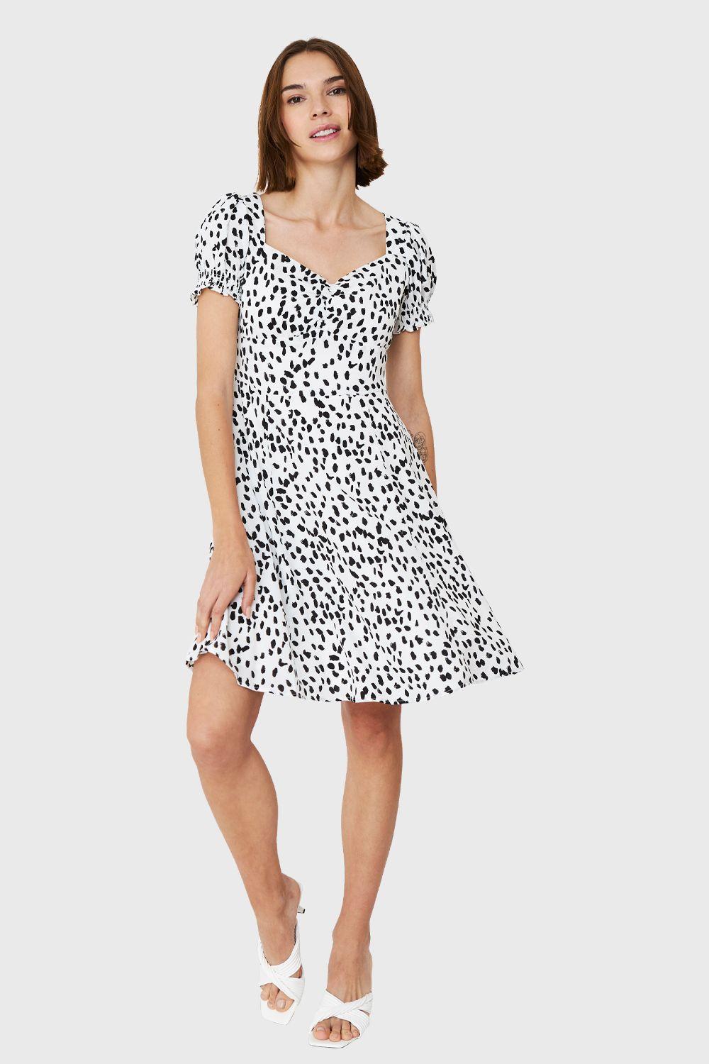 Vestido Print Lunares Blanco Nicopoly-1