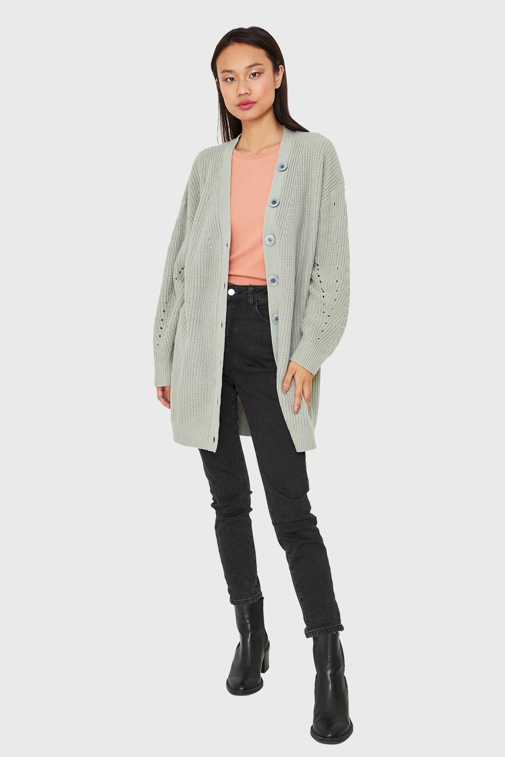 Cárdigan Básico Oversize Menta Nicopoly-1